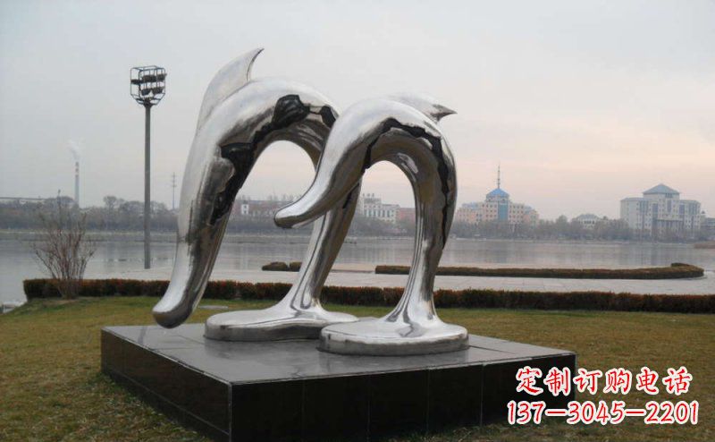 威海精致的不锈钢海豚雕塑