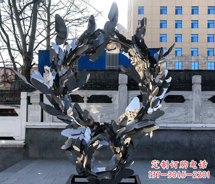 威海不锈钢蝴蝶花环景观雕塑