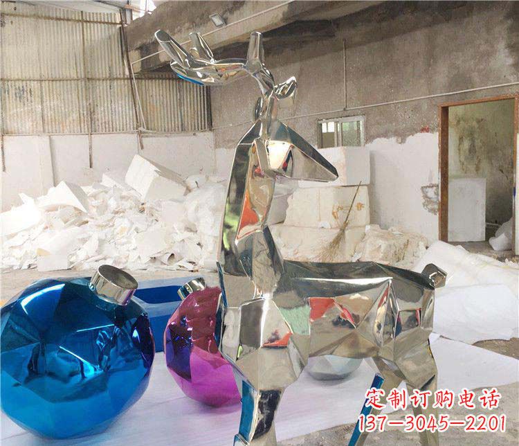 威海不锈钢梅花鹿雕塑