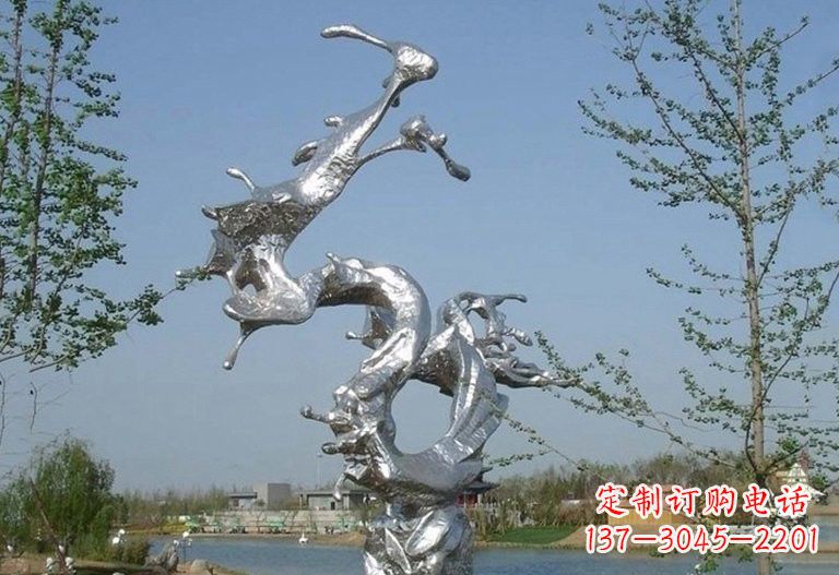 威海不锈钢蛟龙出海雕塑