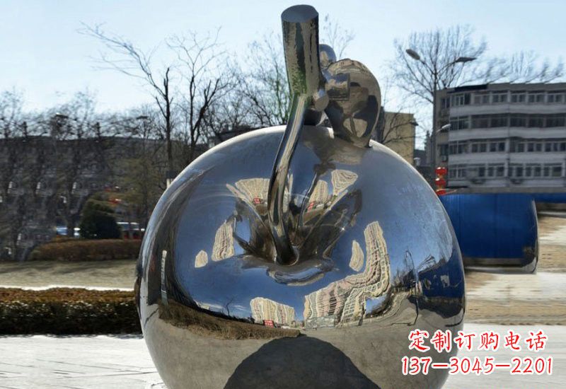 威海精致的不锈钢苹果雕塑
