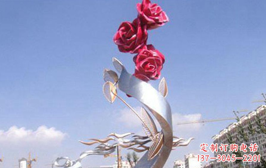 威海精美不锈钢玫瑰雕塑