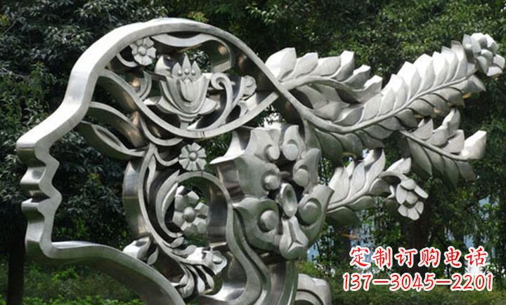 威海不锈钢抽象美女头像雕塑