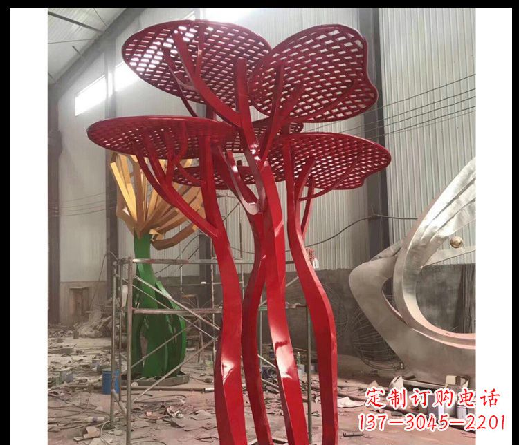 威海不锈钢蘑菇景观雕塑