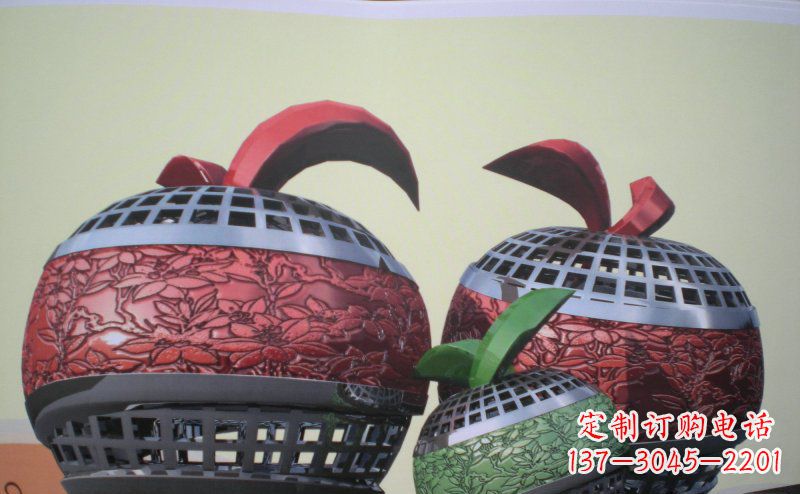 威海不锈钢苹果雕塑