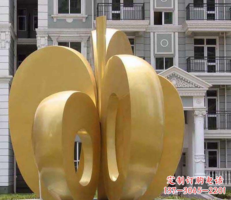 威海不锈钢苹果雕塑极具视觉震撼力