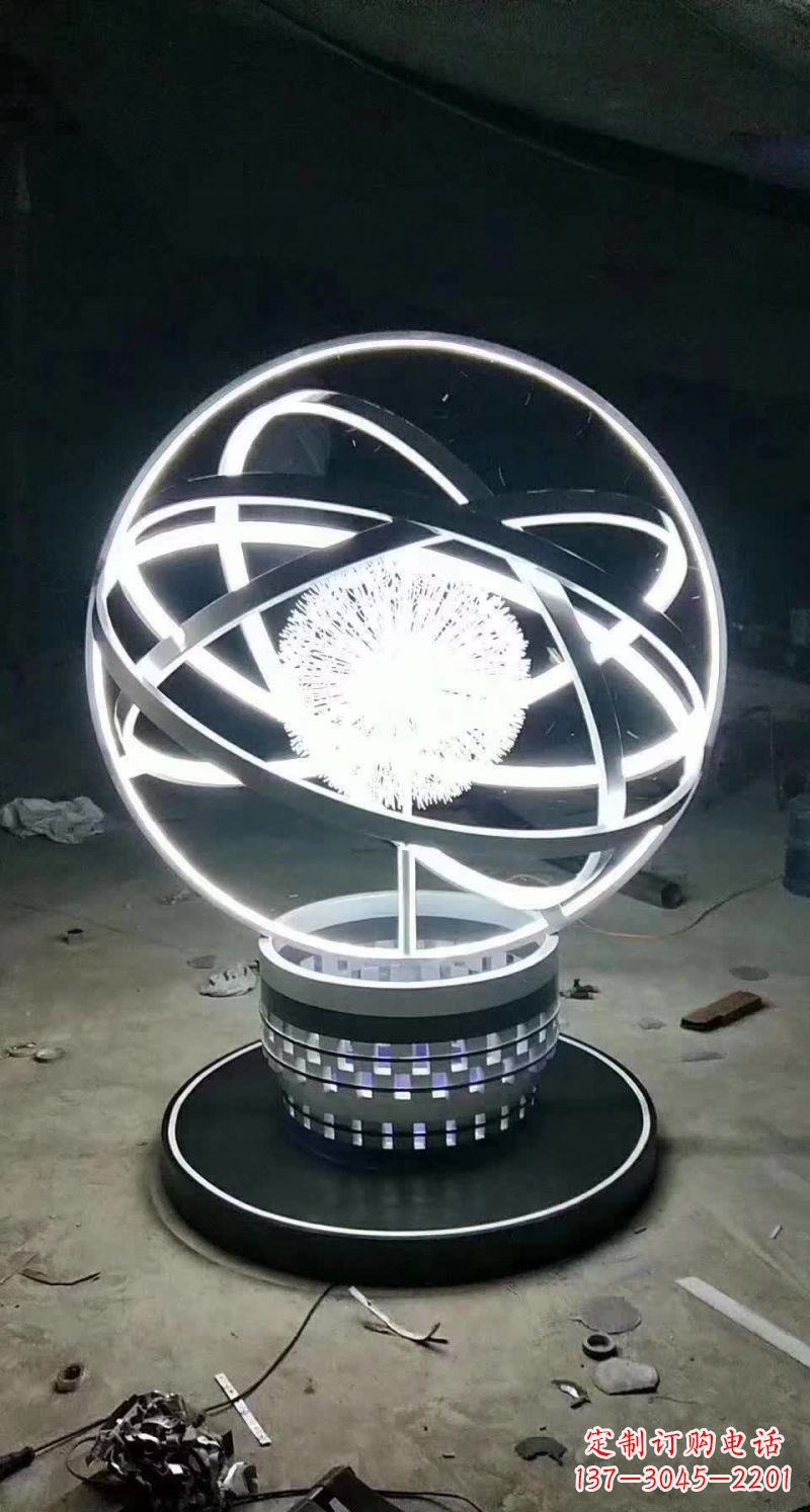 威海不锈钢蒲公英圆环雕塑艺术之美