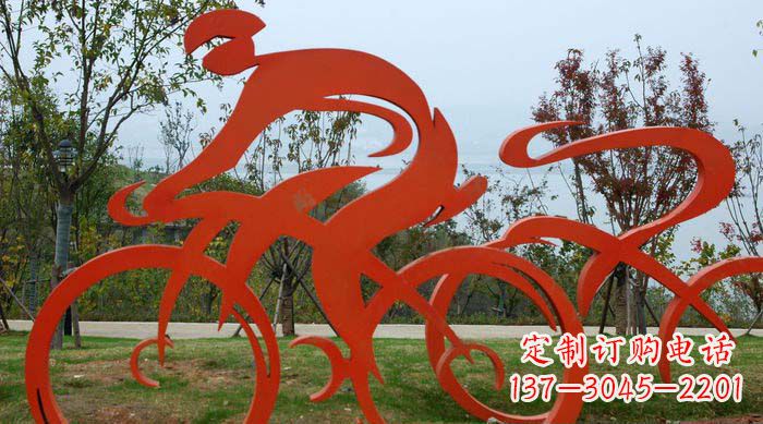 威海不锈钢自行车雕塑捕捉运动精神