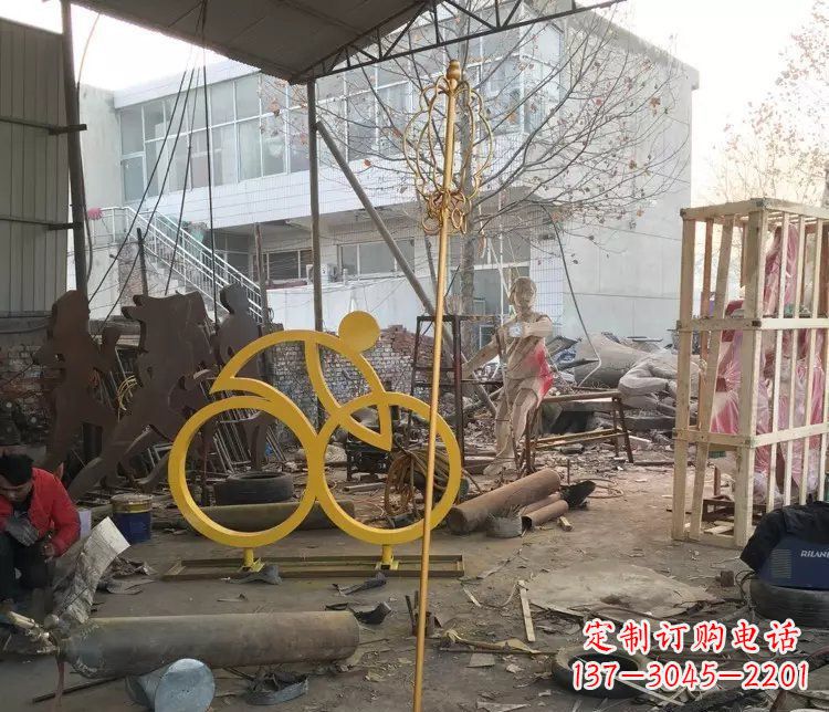 威海不锈钢自行车雕塑——象征着健康、积极的生活方式