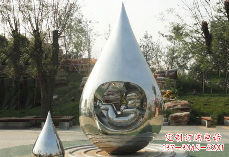 威海不锈钢水滴雕塑缔造生命之源
