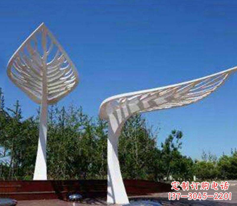 威海精美不锈钢树叶雕塑