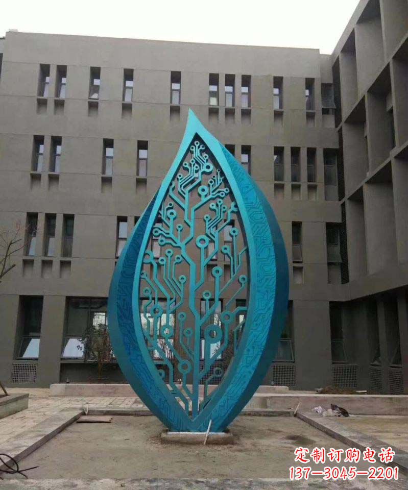 威海不锈钢树叶雕塑精美的艺术品