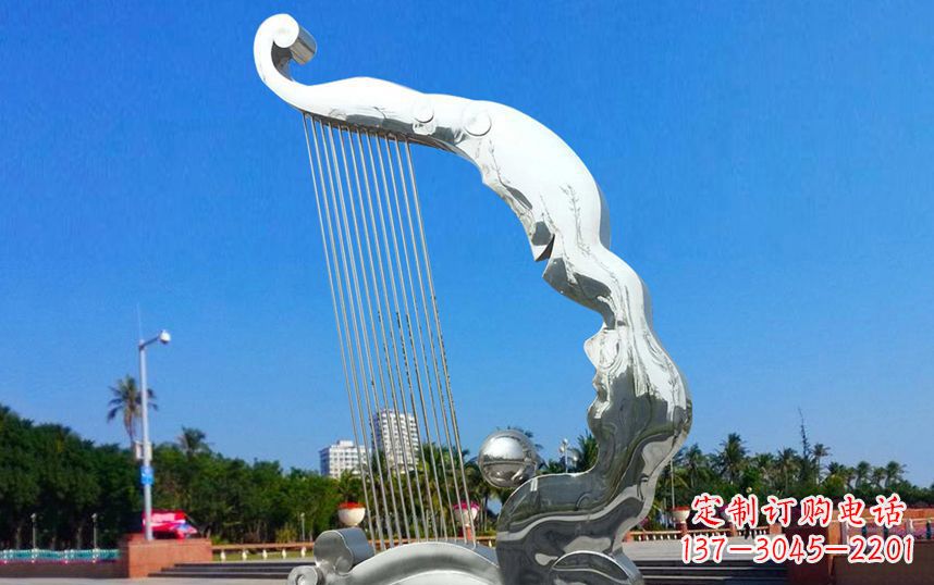 威海不锈钢竖琴广场雕塑