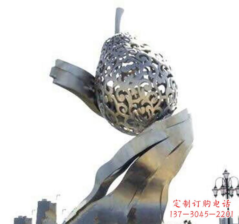 威海不锈钢梨雕塑艺术结合精美外形