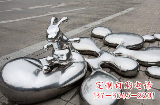 威海不锈钢兔子雕塑