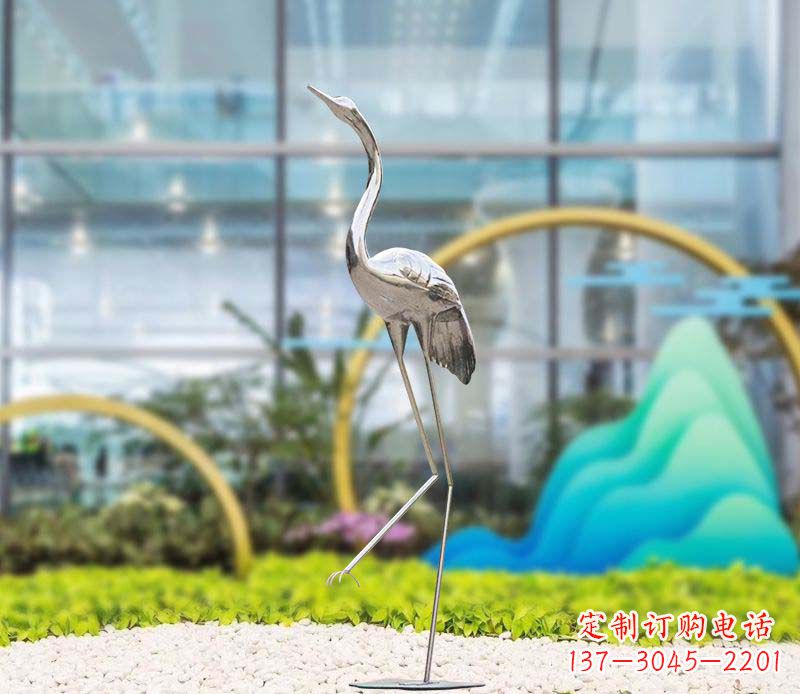 威海不锈钢仙鹤雕塑传承中国古典文化