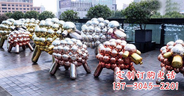 威海不锈钢动物雕塑——小羊肖恩动物广场