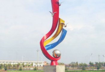 威海不锈钢彩色海鸥海浪雕塑——美丽传承