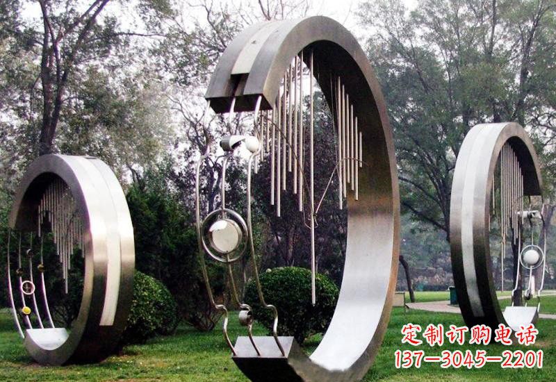 威海不锈钢圆环雕塑——聆听之美