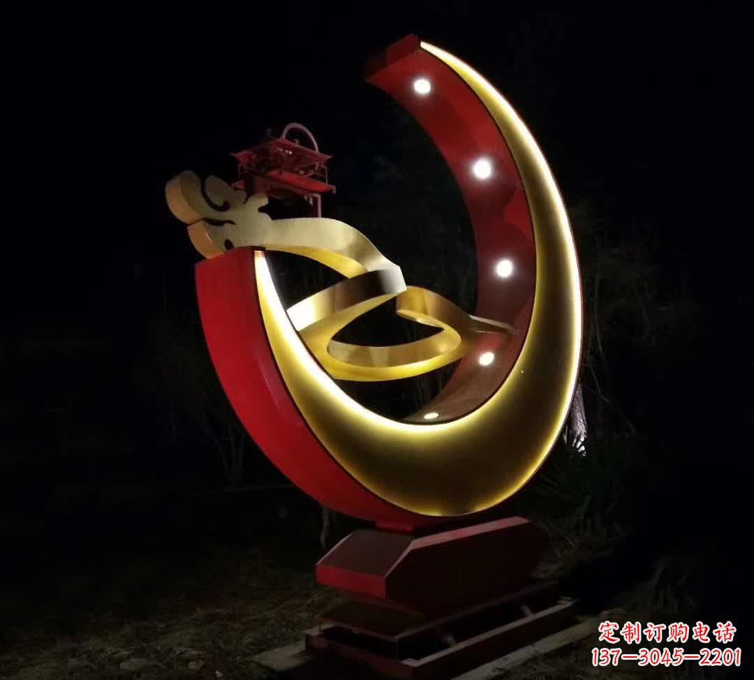 威海不锈钢月亮雕塑静谧中的经典之美
