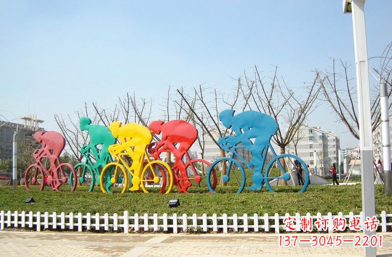 威海不锈钢抽象自行车雕塑