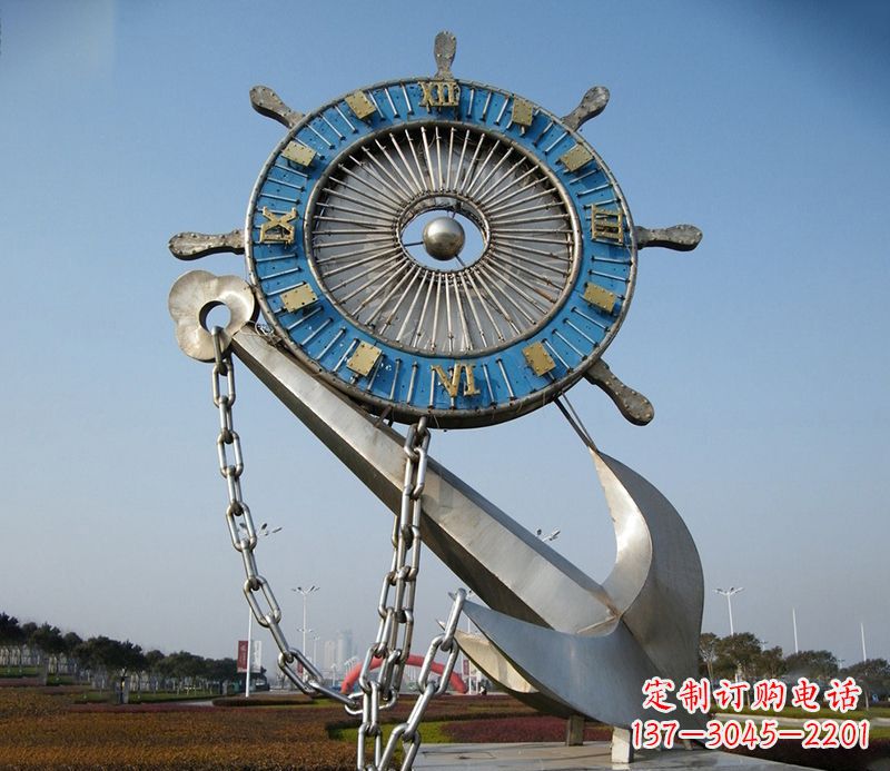 威海不锈钢船舵雕塑展现精湛工艺