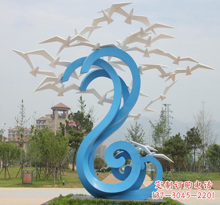 威海新题目精美不锈钢大雁雕塑