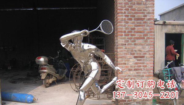 威海不锈钢打羽毛球雕塑 (2)