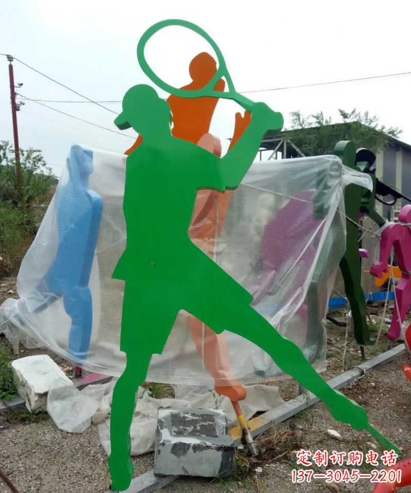 威海不锈钢打羽毛球抽象人物雕塑
