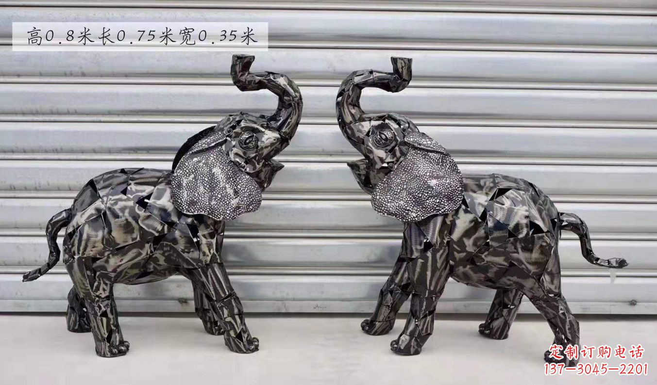 威海不锈钢大象动物户外摆件