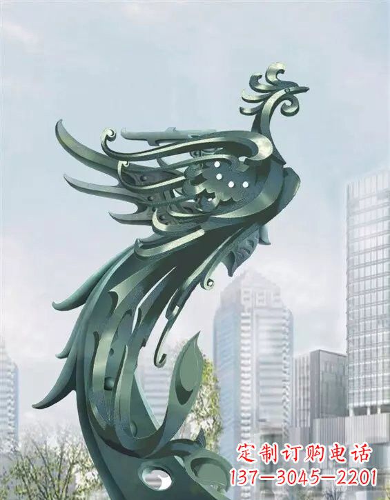 威海不锈钢大型凤凰雕塑美丽而神秘