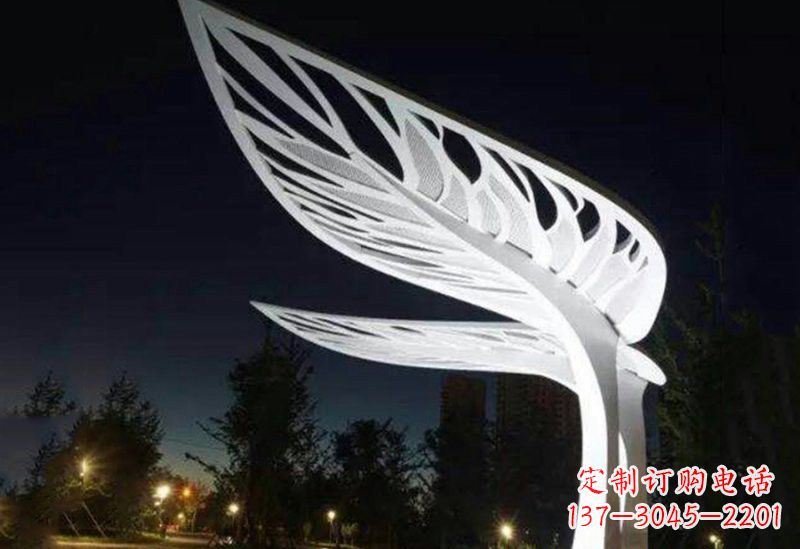 威海不锈钢大型树叶雕塑