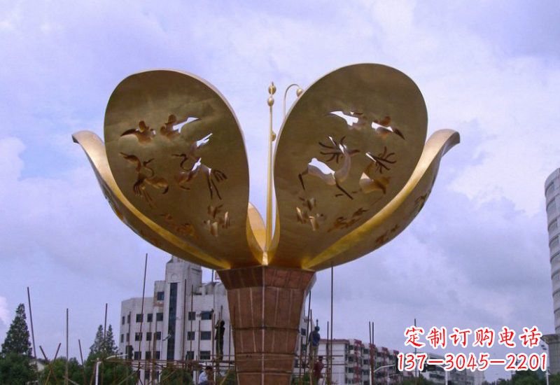 威海大型不锈钢紫荆花雕塑