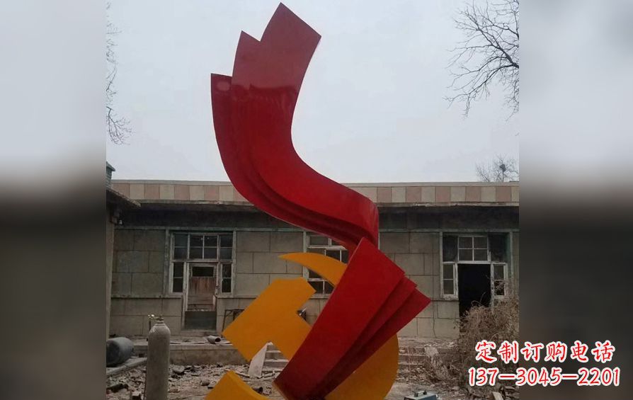 威海不锈钢党徽雕塑——为共产主义奠基