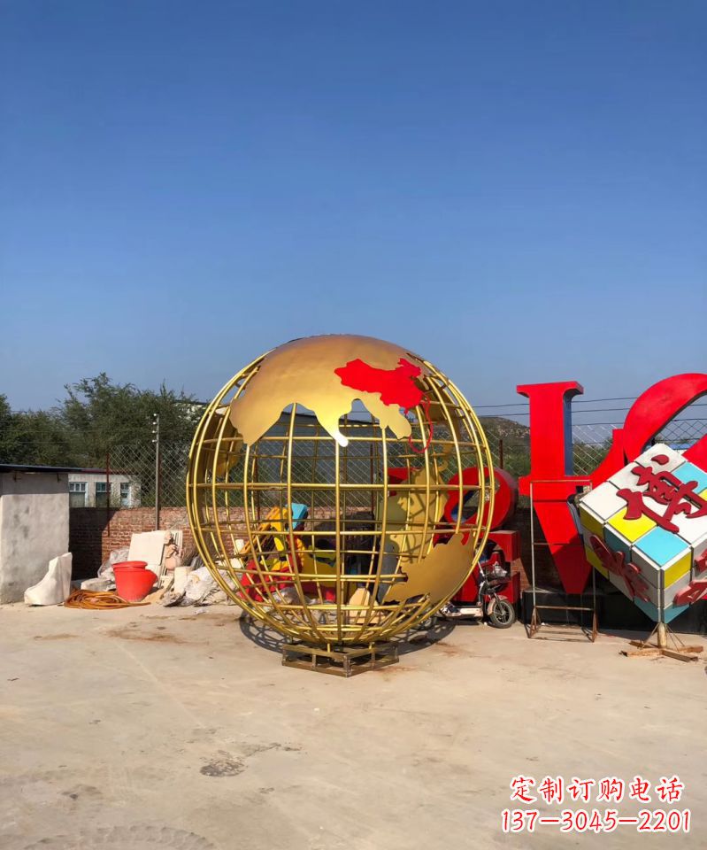 威海不锈钢地球仪雕塑点缀校园景观