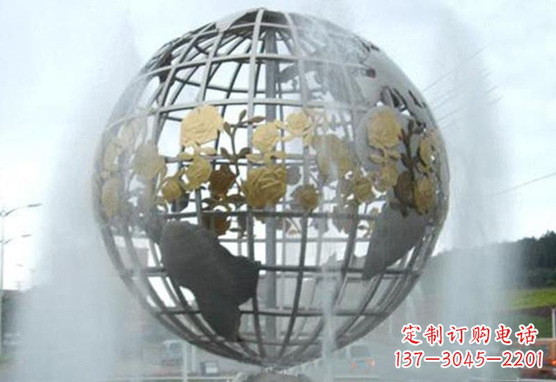 威海不锈钢地球仪雕塑象征着地球家园
