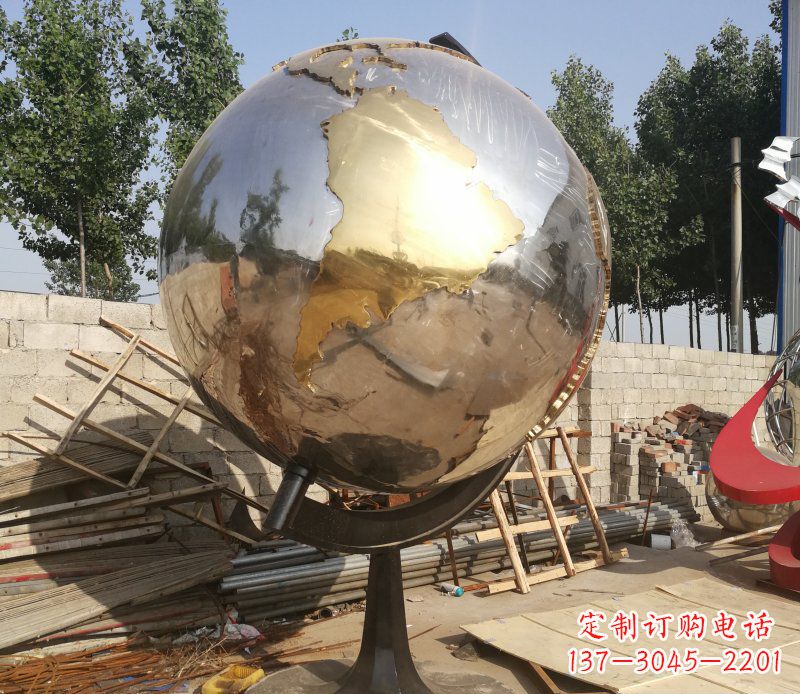威海不锈钢地球仪校园中的精美雕塑