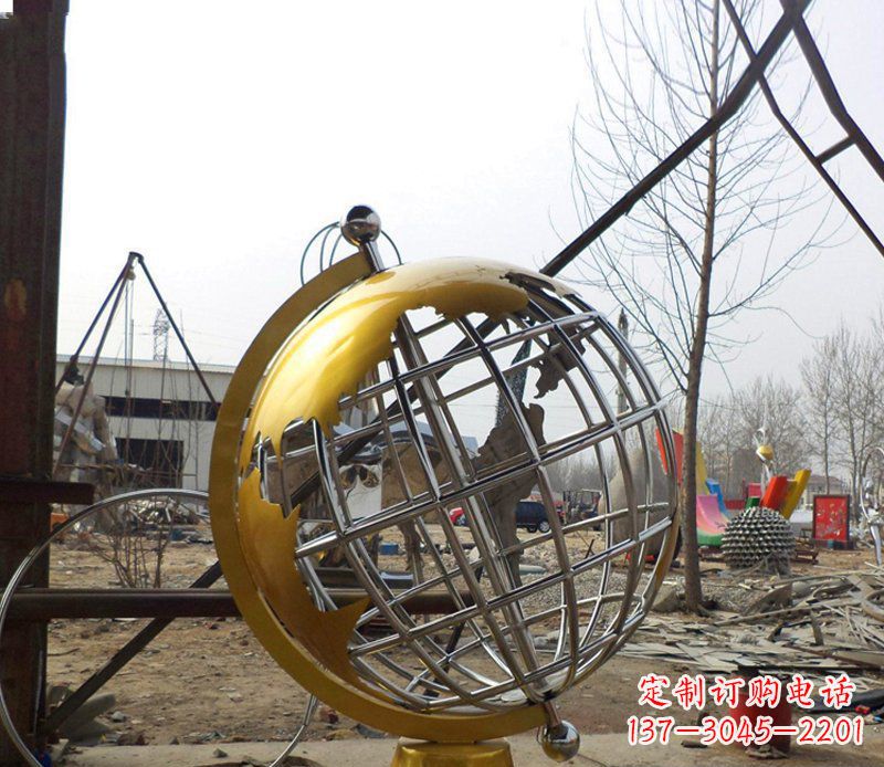 威海不锈钢地球仪雕塑象征着美好未来