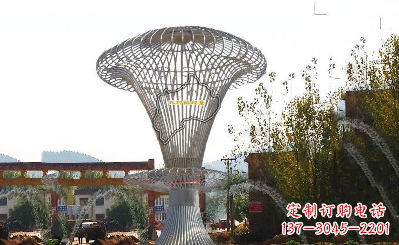 威海不锈钢地图标志城市景观雕塑