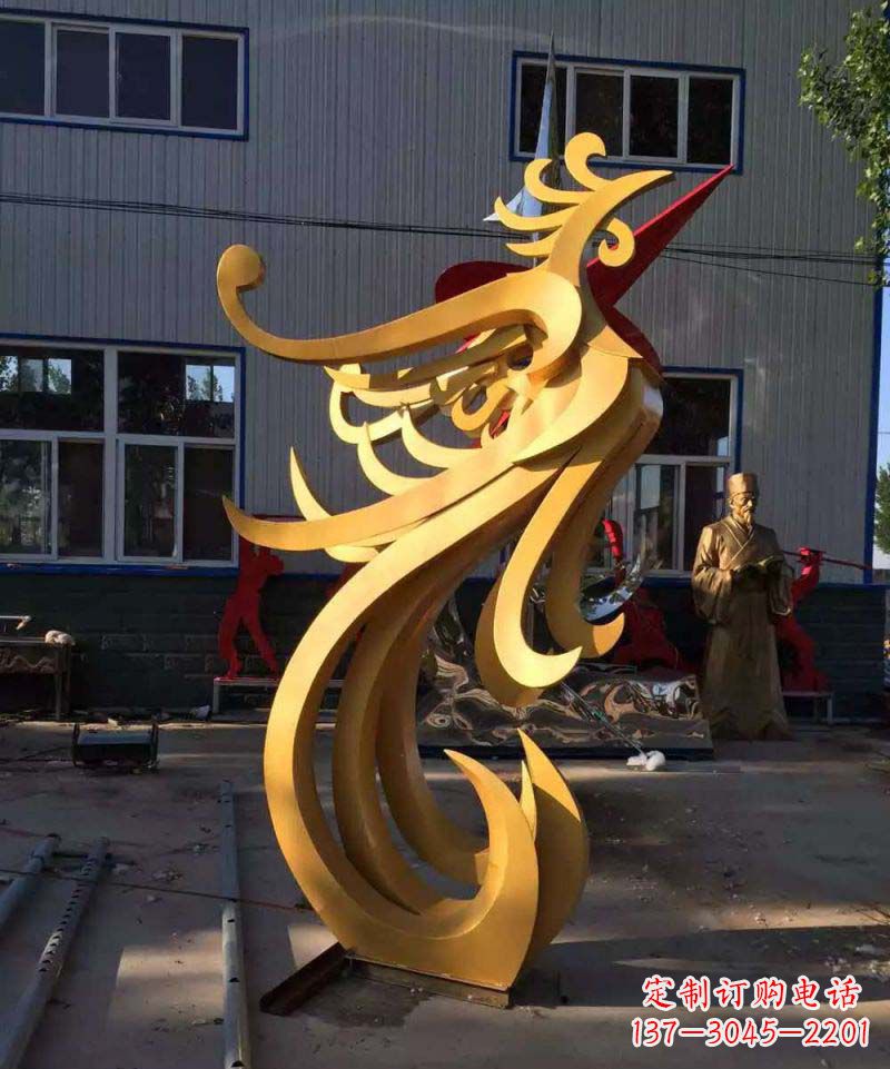 威海不锈钢雕刻凤凰雕塑传承精美工艺