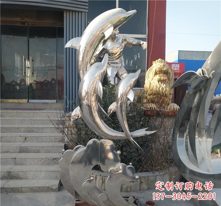 威海不锈钢海豚雕塑——精美外观,传递环保理念