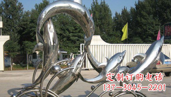 威海不锈钢海豚雕塑精美雕刻展现海洋之美