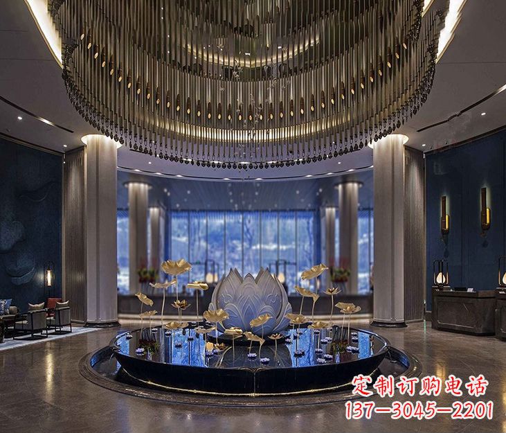 威海不锈钢锻造荷花雕塑精美无比