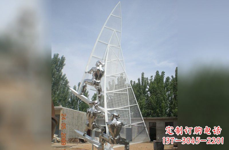 威海不锈钢帆船雕塑精美的艺术品