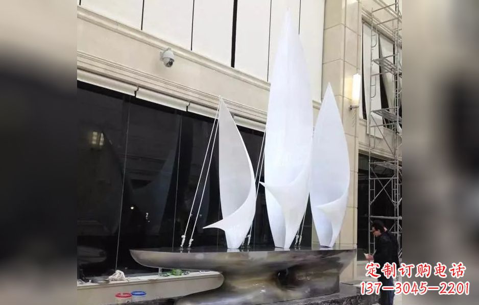 威海不锈钢帆船海洋迷人的雕塑