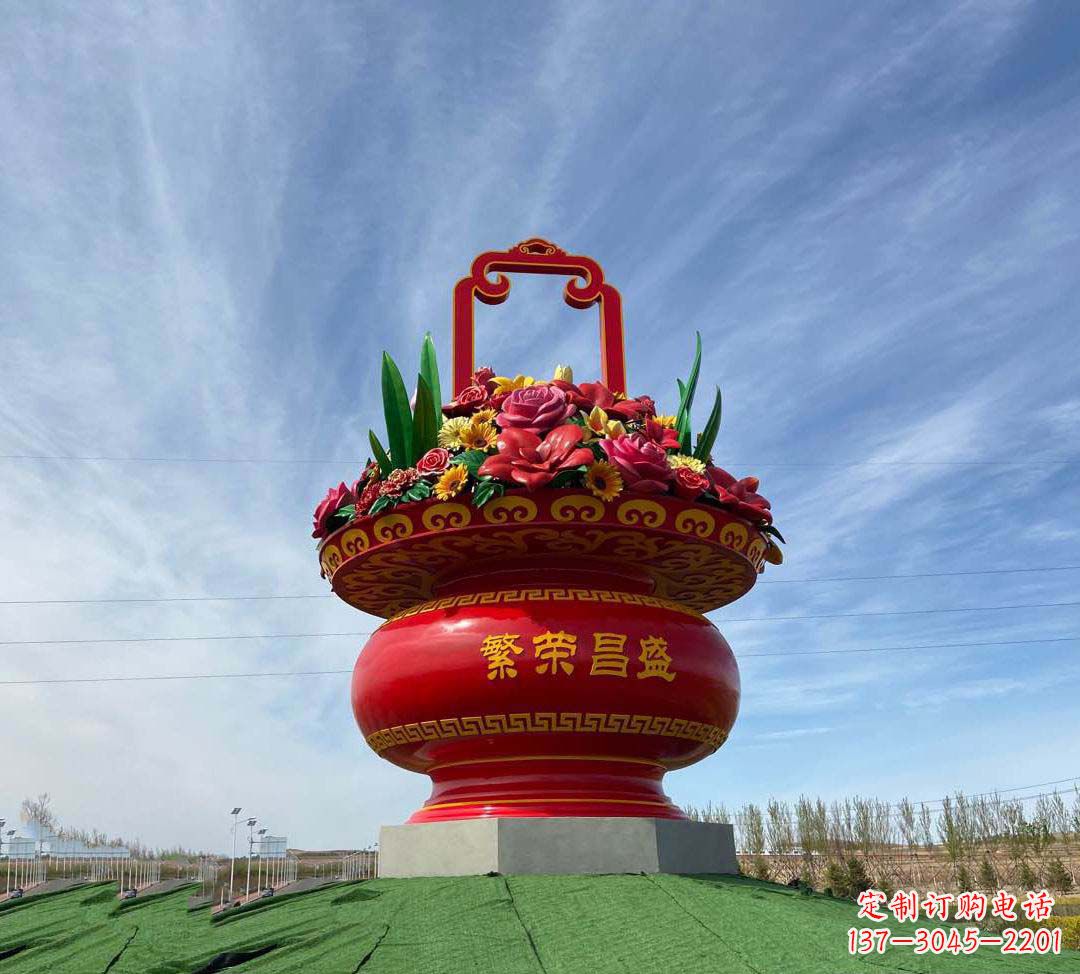 威海不锈钢花篮雕塑象征繁荣昌盛