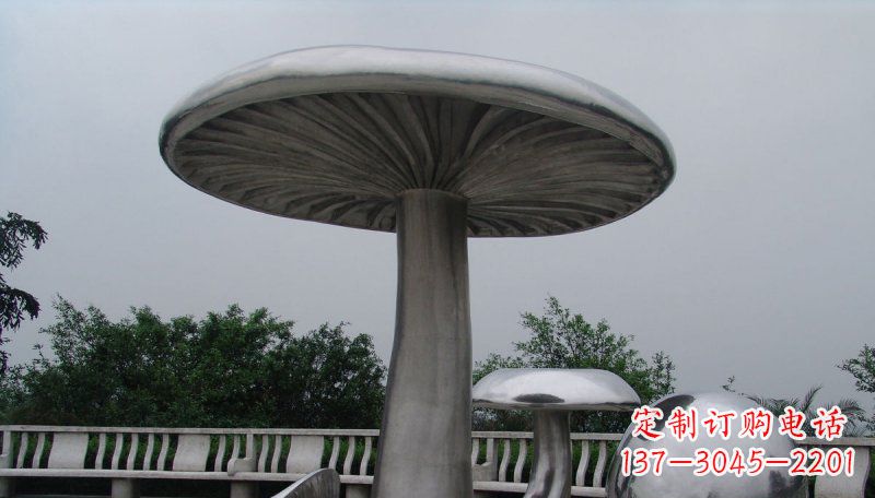 威海不锈钢仿真蘑菇凉亭雕塑