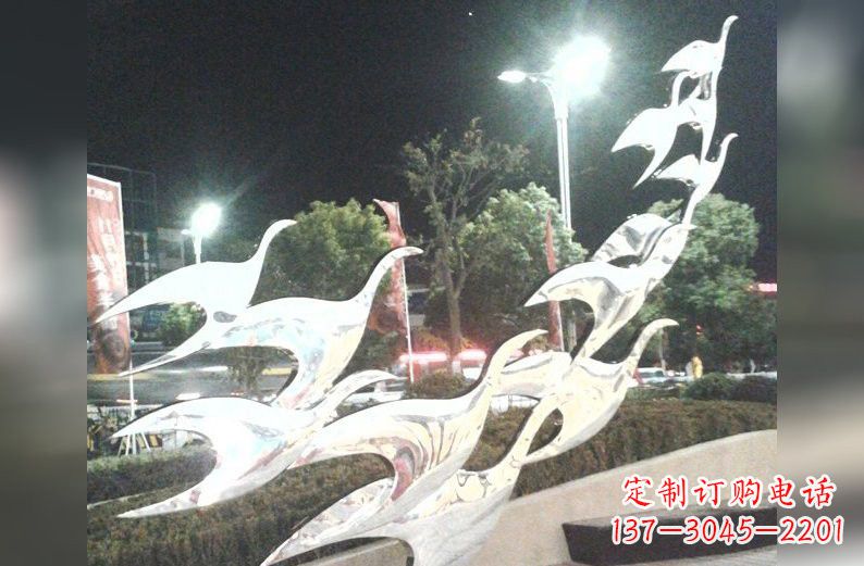 威海不锈钢大雁雕塑一种高雅的艺术美学