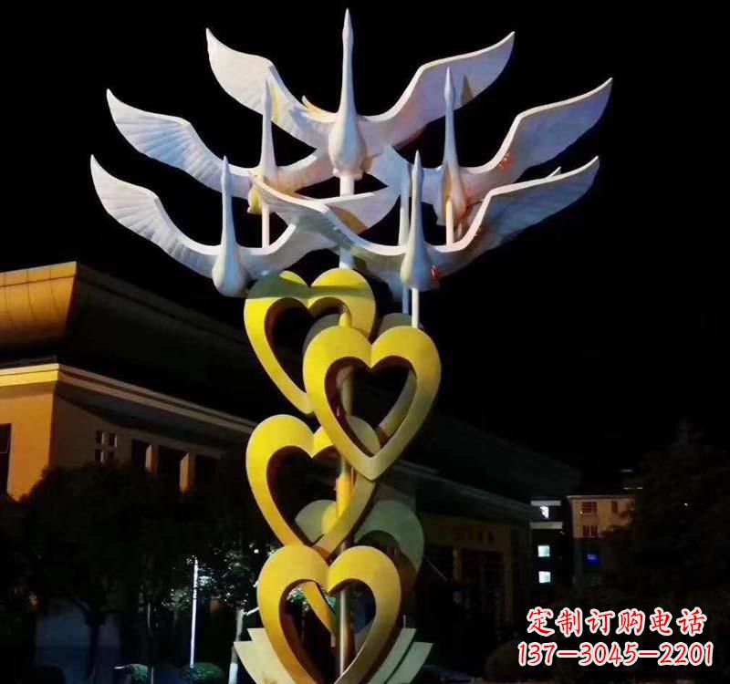 威海不锈钢大雁雕塑象征着自由的翱翔
