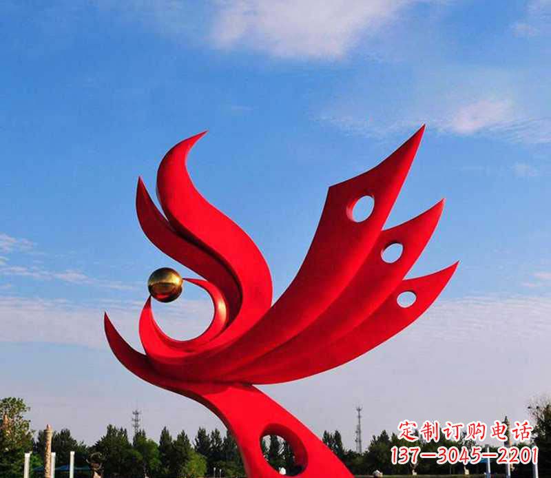 威海不锈钢凤凰宝地雕塑